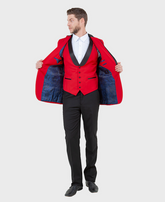 Red 3 Piece Vested Shawl Lapel Tuxedo